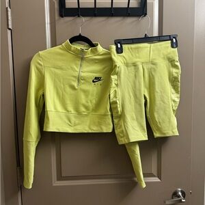 Nike Neon Yellow Bike Shorts Set